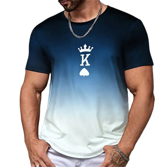Men Fashion Gradient Poker Print T Shirts